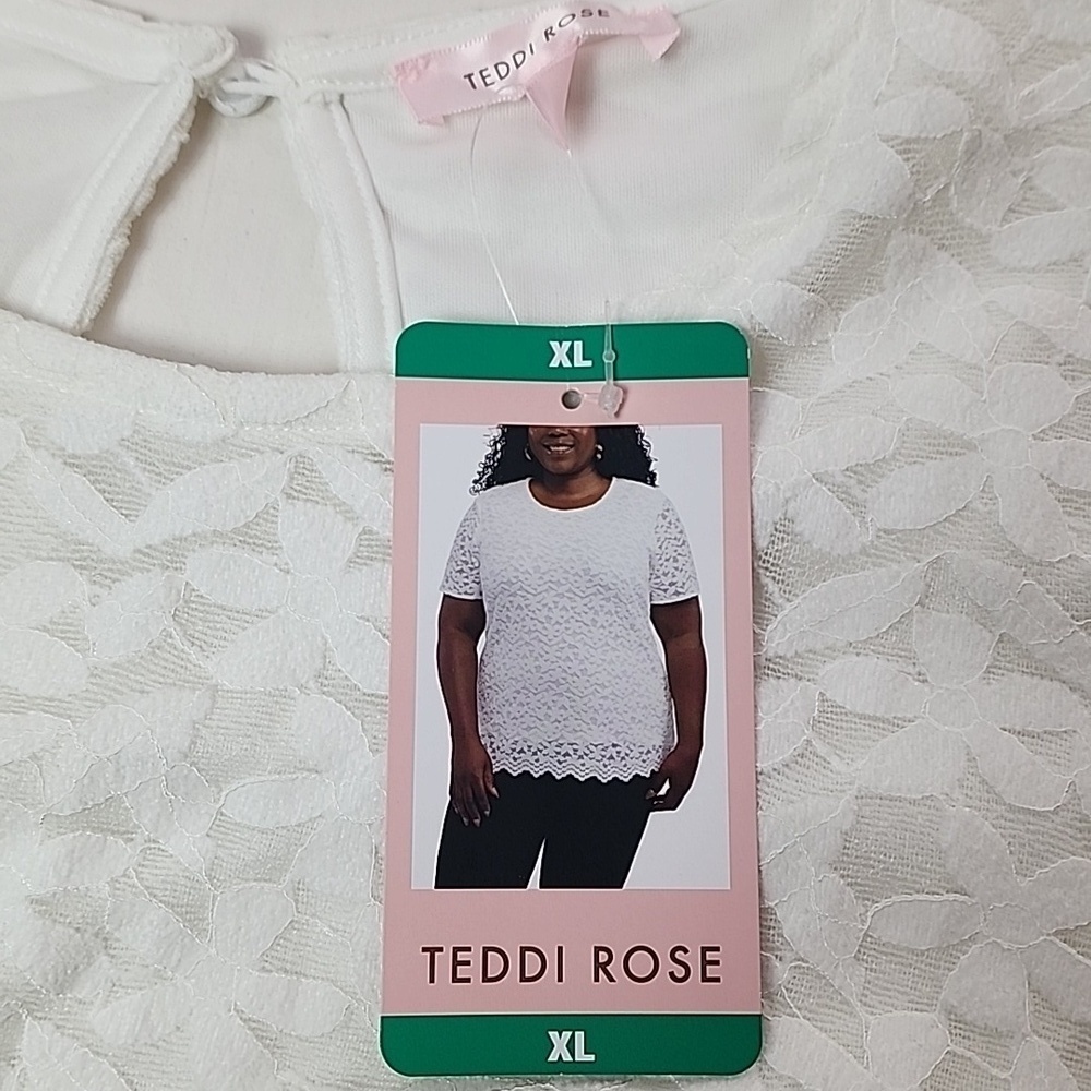 NWT Teddi Rose XL White Lace Textured Women's Top Thread Collective Brand New - Picture 3 of 12
